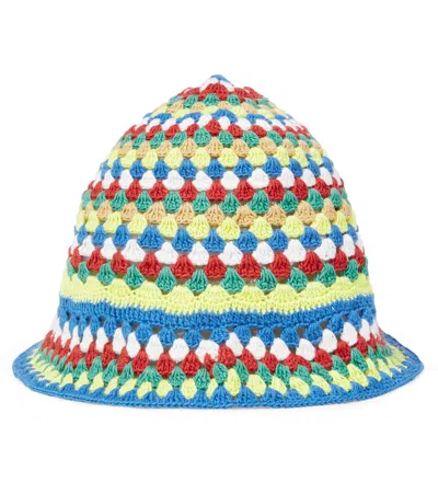 The New Society Kids' Serifos Striped Crochet Cotton Bucket Hat In Multi