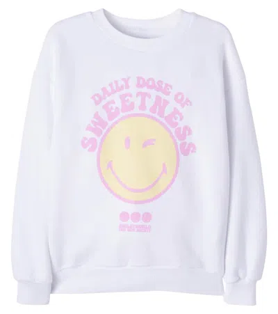 The New Society Kids' Smiley Cotton Jersey Sweatshirt In White