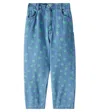 The New Society Smiley Printed Jeans In Light Blue Denim