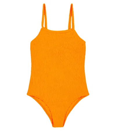 The New Society Kids' Smock Swimsuit In Orange