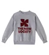 The New Society Space Logo Cotton Jersey Sweatshirt In Grau
