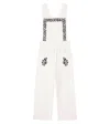 The New Society Tamara Embroidered Denim Overalls In White