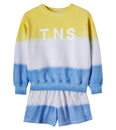 The New Society Kids' Tie Dye Logo Cotton Sweatshirt And Shorts Set In Multi