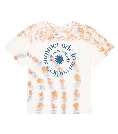 The New Society Kids' Bedrucktes T-shirt Aus Baumwolle In Tie Dye Nebbia