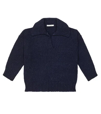 The New Society Kids' Tirso Wool-blend Polo Sweater In Blue