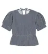The New Society Ventura Striped Denim Top In Blue