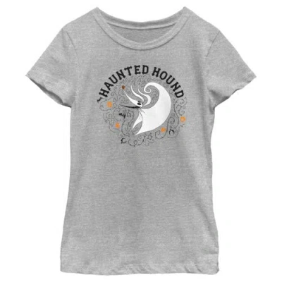 The Nightmare Before Christmas Kids' Girl's  Haunted Hound Zero  Graphic T-shirt In Gray
