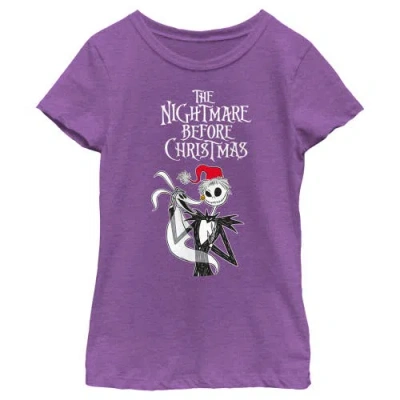 The Nightmare Before Christmas Kids' Girl's  Jack Skellington Santa Hat Logo  Graphic T-shirt