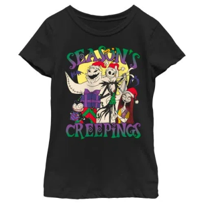 The Nightmare Before Christmas Kids' Girl's  Season's Creepings  Graphic T-shirt In Black