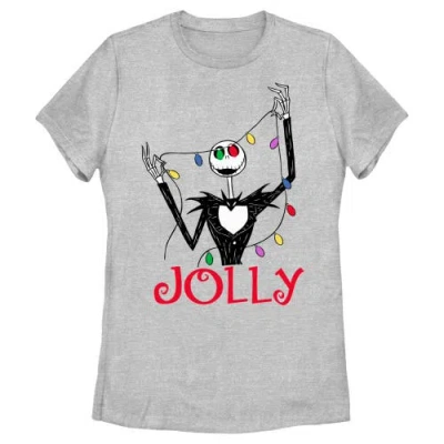 The Nightmare Before Christmas Jack Jolly Christmas Lights  Graphic T-shirt In Gray