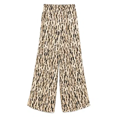 The Nina Studio Animal-print Palazzo Pants In Black