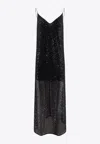 The Nina Studio Long Dress With All-over Sequins In Black