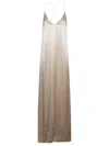 The Nina Studio Athena Long Silk Dress In Beige