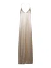 The Nina Studio Athena Long Silk Dress In Beige