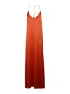 The Nina Studio Athena Satin Long Slip Dress In Orange