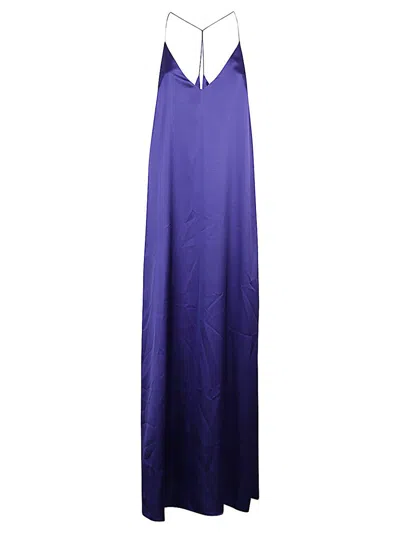 The Nina Studio Athena Long Silk Dress In Purple