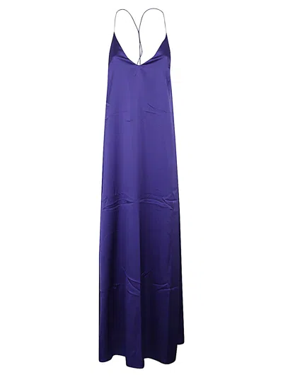 The Nina Studio Athena Long Silk Dress In Purple