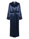 The Nina Studio Belted Satin Dressing Gown With Long Sleeves In Blue