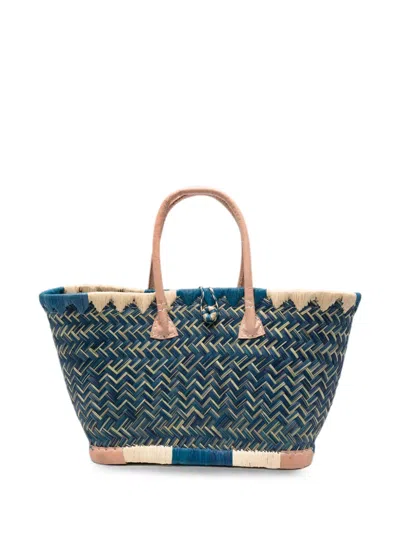 The Nina Studio Clotilde Woven Tote Bag In Blue