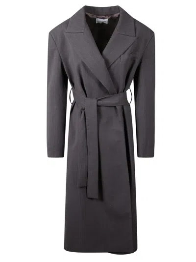 The Nina Studio Coat With Belt In Gray