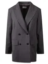 The Nina Studio Double-breasted Blazer In Gray