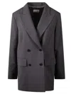 The Nina Studio Double-breasted Blazer In Gray