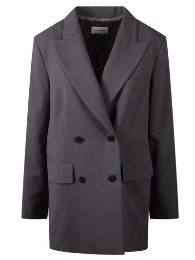 The Nina Studio Double-breasted Blazer In Gray
