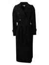 The Nina Studio Double-breasted Coat With Belt In Black
