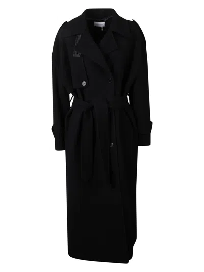 The Nina Studio Double-breasted Coat With Belt In Black