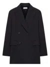 The Nina Studio Double-breasted Tailored Blazer In Black