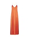 The Nina Studio Athena Satin Long Slip Dress In Orange