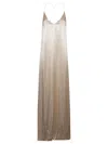 The Nina Studio Athena Long Silk Dress In Beige