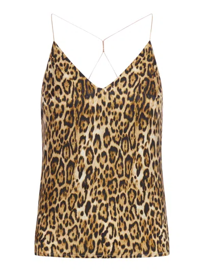 The Nina Studio Leopard Print Georgette Top In Multicolour