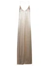 The Nina Studio Athena Long Silk Dress In Beige