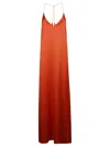The Nina Studio Athena Satin Long Slip Dress In Orange