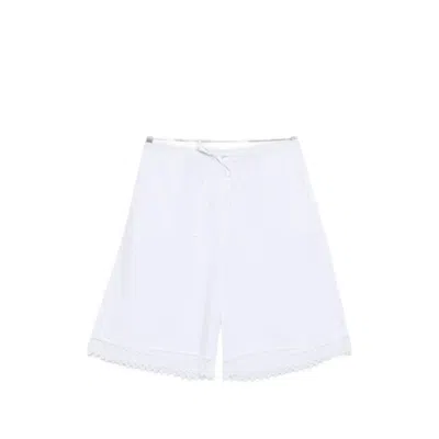 The Nina Studio Lace-detail Drawstring Shorts In White