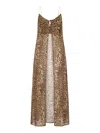 The Nina Studio Silk Georgette Long Gilet In Multicolour