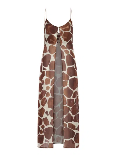 The Nina Studio Silk Georgette Long Gilet In Multicolour