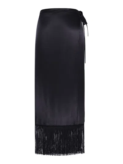 The Nina Studio Silk Pareo Skirt With Wrap Closure In Black