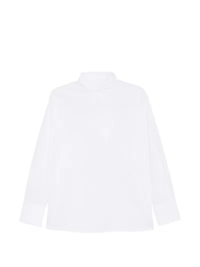 The Nina Studio Tie-neck Long-sleeve Blouse In White