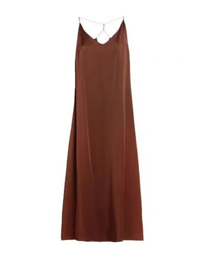 The Nina Studio Woman Maxi Dress Brown Size L Silk