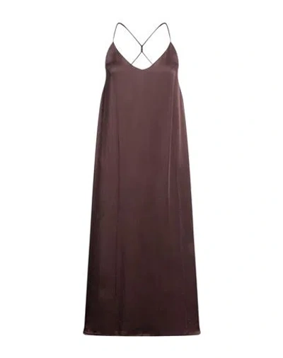 The Nina Studio Woman Midi Dress Cocoa Size L Polyester In Brown