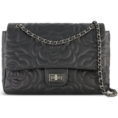 The Noli Shop Alessia Rose Embossed Leather Bag In Black