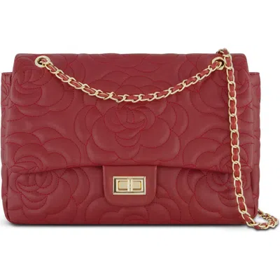 The Noli Shop Alessia Rose Embossed Leather Bag In Burgundy