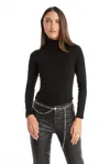 The Noli Shop Alina Rose Turtleneck Top - Black In Black
