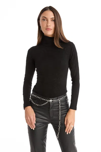 The Noli Shop Alina Rose Turtleneck Top - Black