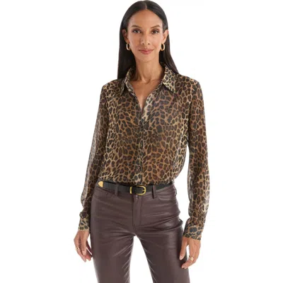 The Noli Shop Ana Chiffon Blouse In Brown