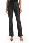 The Noli Shop Aria Coated Flare Jean - Python In Black