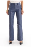 The Noli Shop Aria Coated Flare Jean In Blue