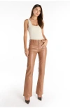 The Noli Shop Aria Coated Flare Jean In Brown